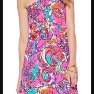 Small Lily Pulitzer Sea Or Be Seen Pink Strapless Dress